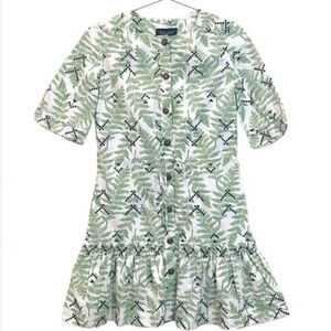 Saloni Green White Fern Cotton Billie C Mini Dress size 0